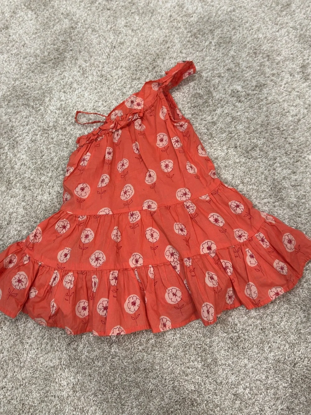 babyGAP 18–24 Coral Floral One-Shoulder Tiered Dress
